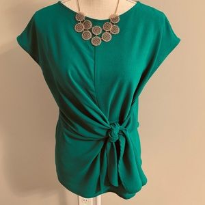 Green tie front top
